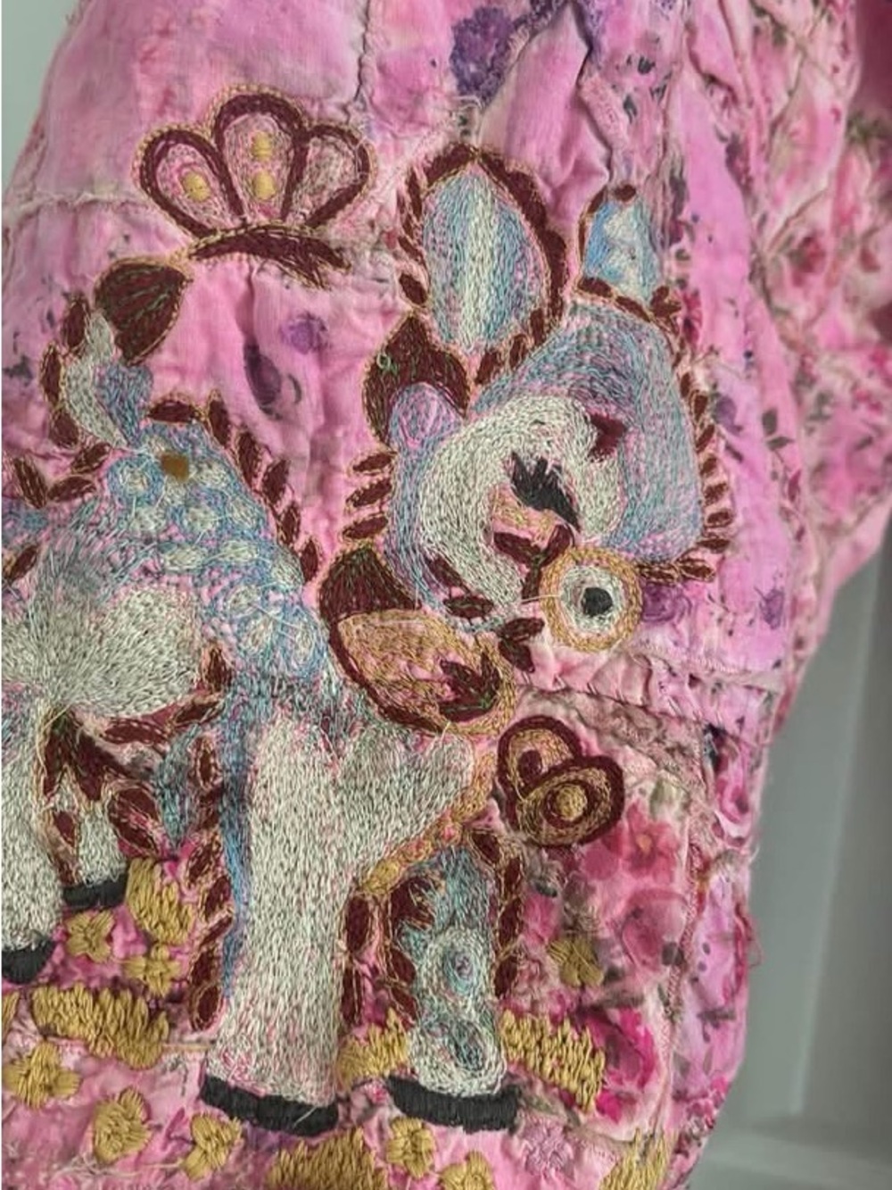 Magnolia Pearl Lil Friends Miner Pink Patchwork Floral & Butterfly Trousers - Picture 2 of 3